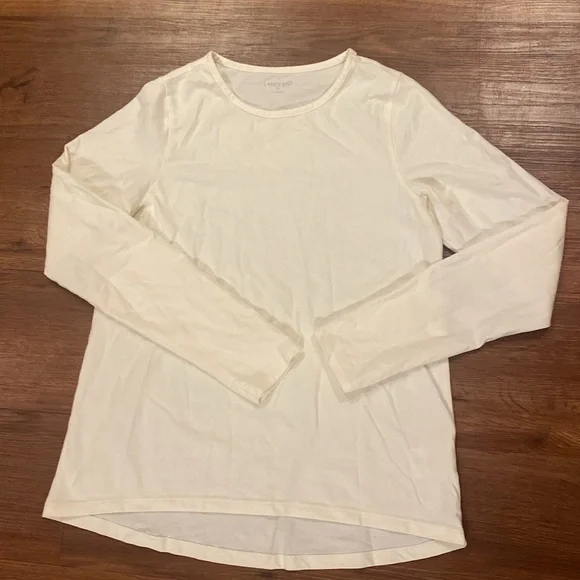 Lands’End Crew Neck Longsleeve Cream Shirt - Picture 3 of 3